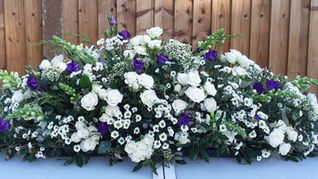 White & Purple Coffin Spray