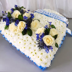 Blue & White Flower Funeral Heart
