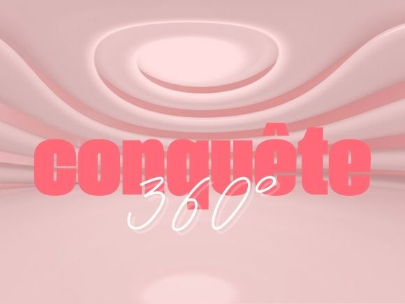Illustration rose abstraite avec le texte : conquête 360°