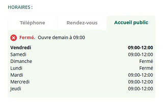 Horaires d'ouverture au public d'une agence du Crédit Agricole des Savoie