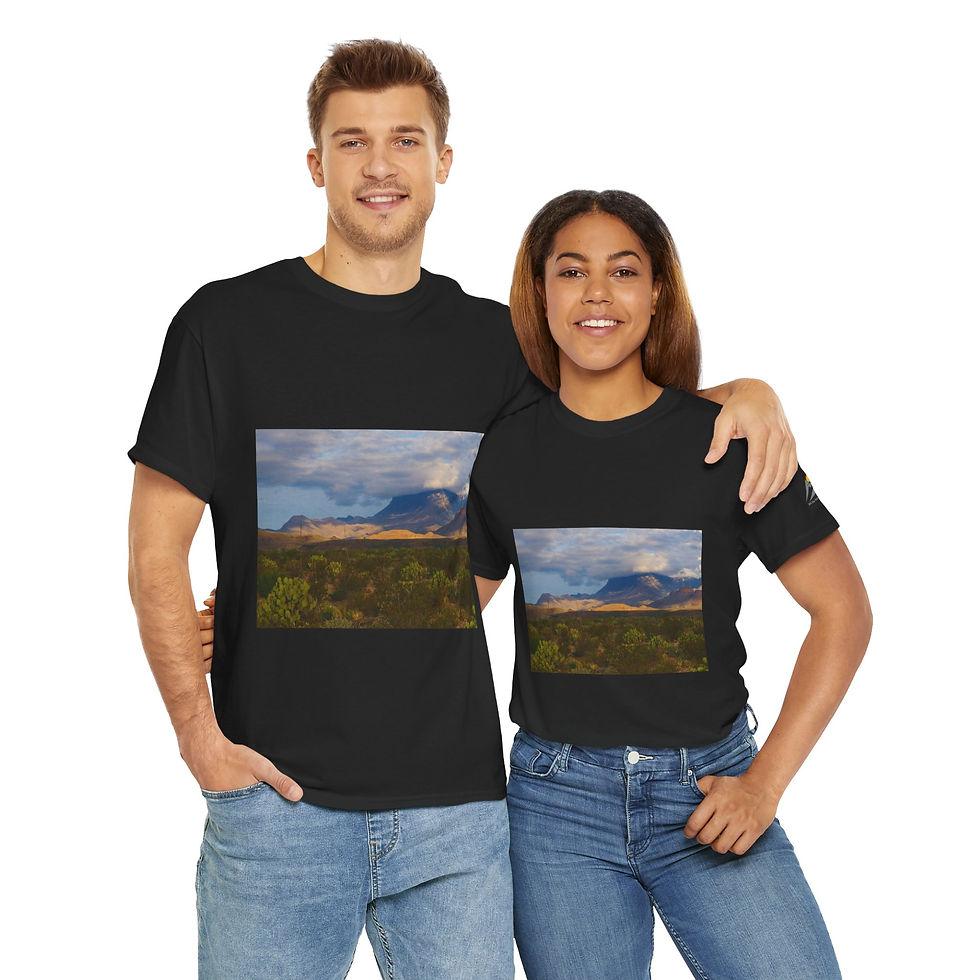 Thumbnail: Panoramic View of Cacti and Mountains, Unisex Heavy Cotton Tee