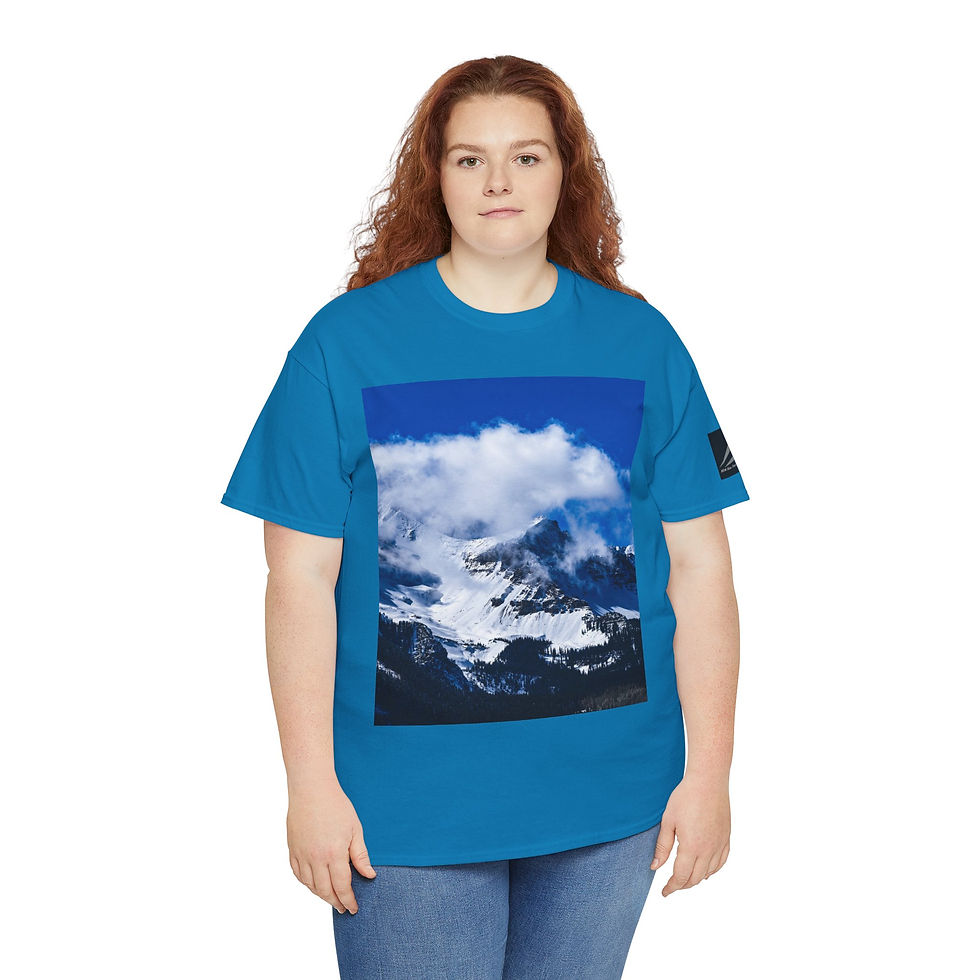 Thumbnail: Snowcapped Mountains, Unisex Heavy Cotton Tee