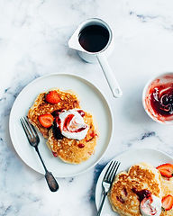 Desayuno de panqueques de fresa