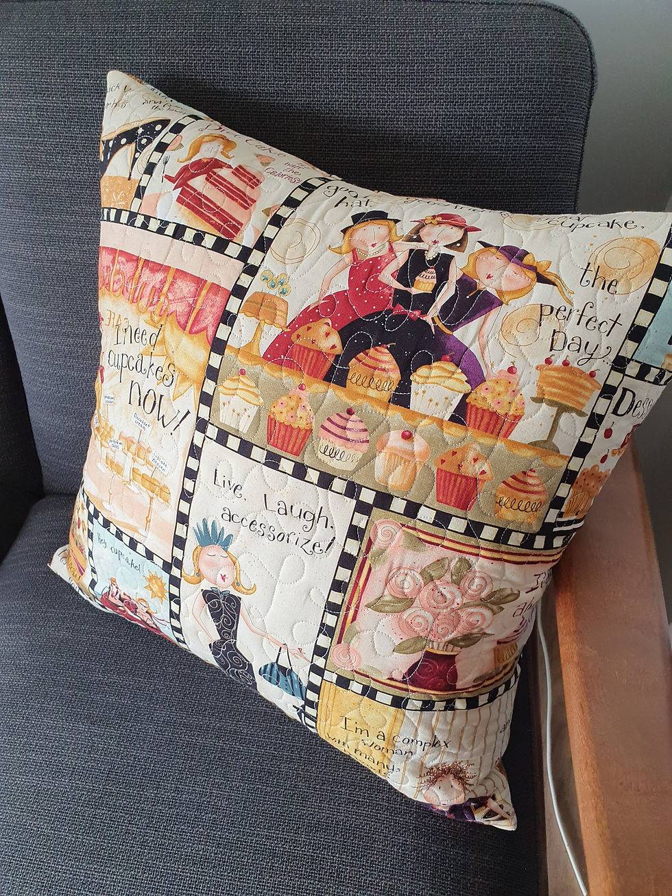 Thumbnail: large quilted cushion humour