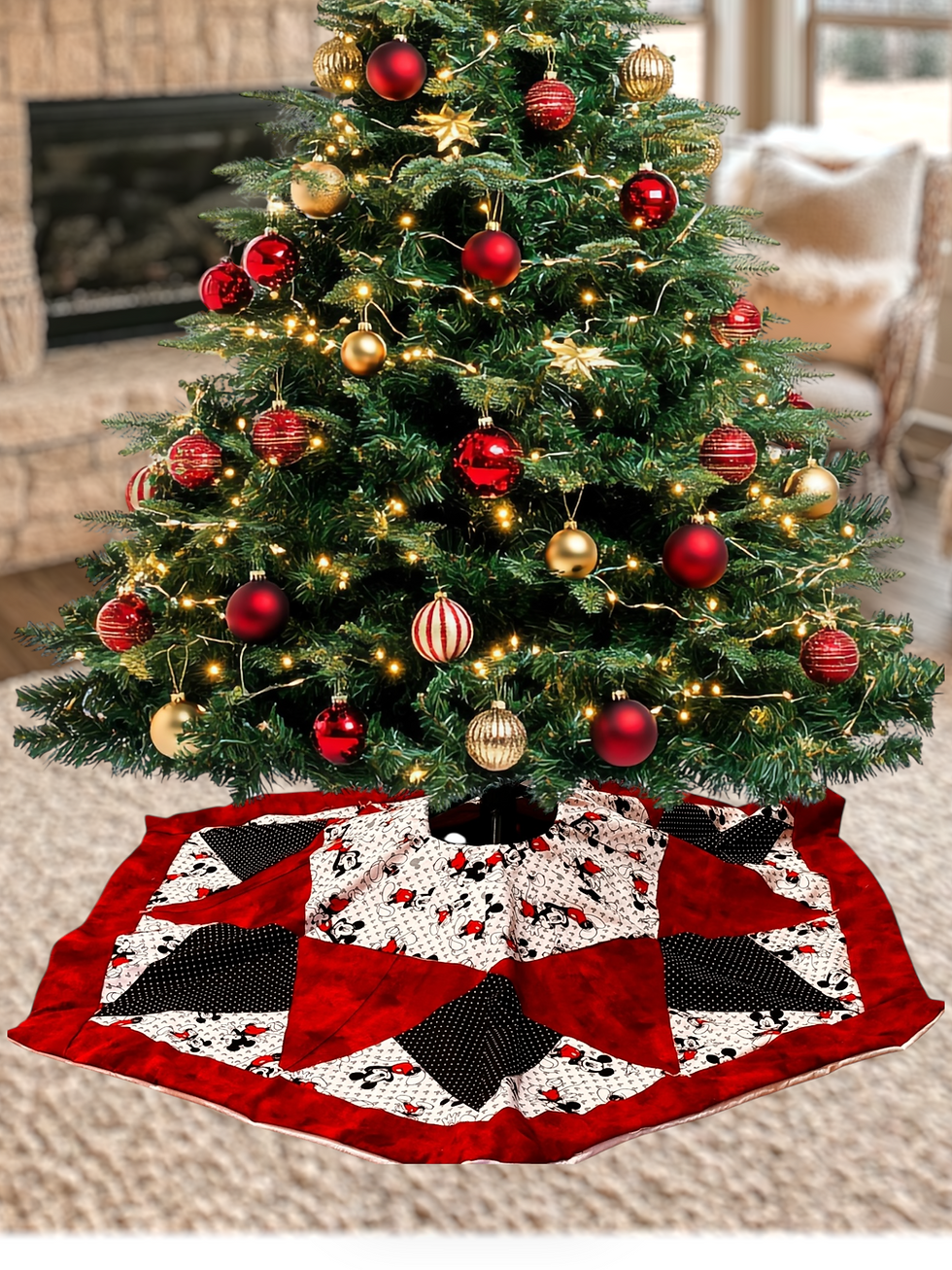 Christmas Patchwork Quilted Tree Skirt – Machine Washable