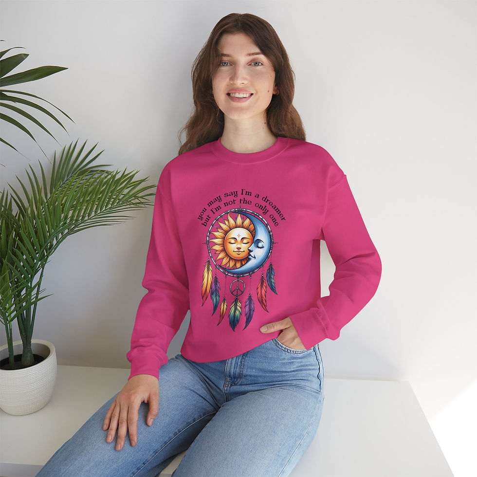 Thumbnail: Celestial Moon and Sun Sweatshirt-Women's sweatshirt, You may say I'm a dreamer