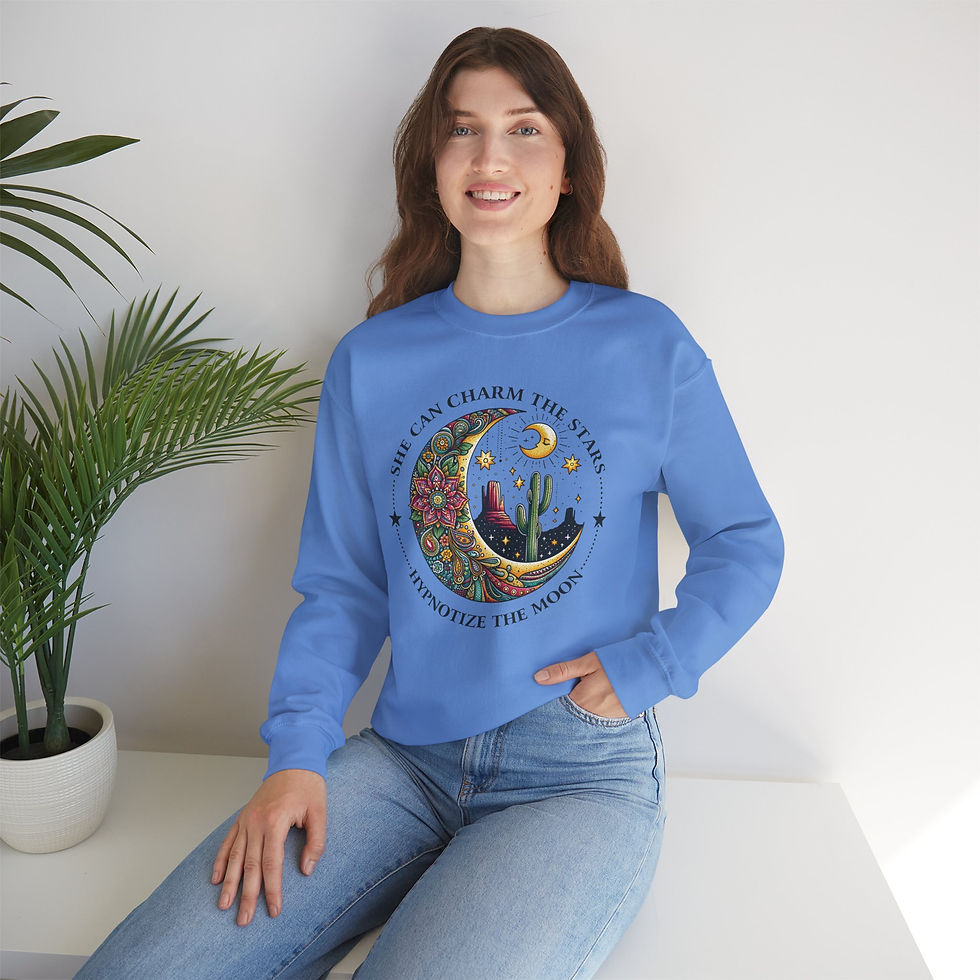 Thumbnail: Celestial Moon and Sun Sweatshirt-Women's sweatshirt, Stars Moon Sun