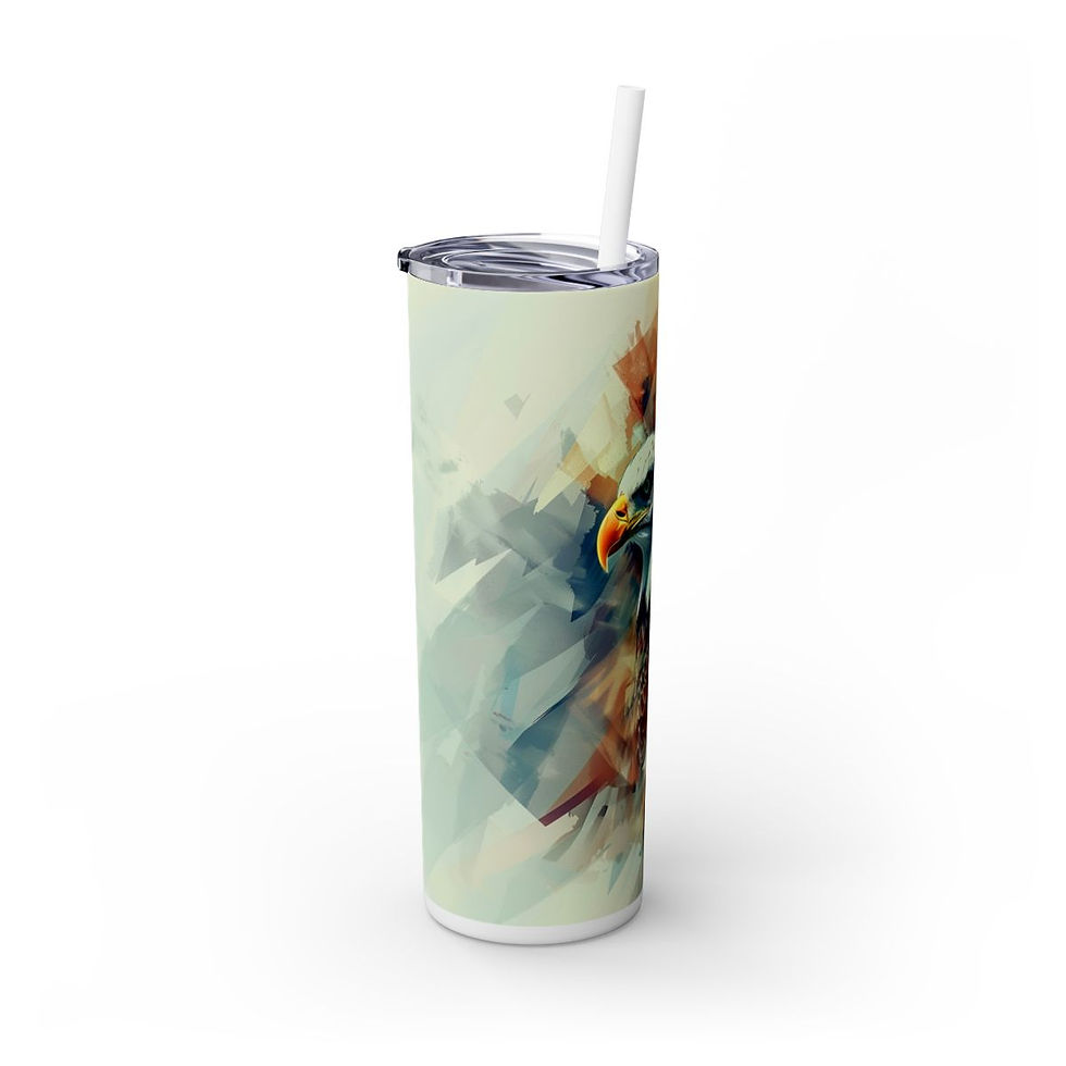 Thumbnail: Patriotic Skinny 20ozTumbler with Straw -Patriotic Tumbler, USA Tumbler, America