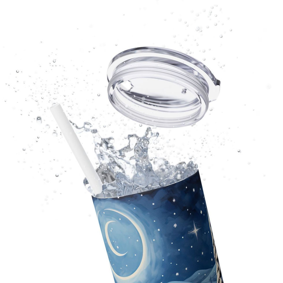 Thumbnail: Christmas Skinny Tumbler with Straw, 20oz- Christmas Tumbler, Santa Tumbler