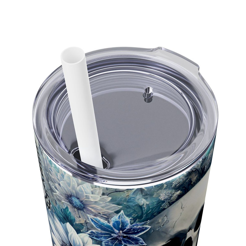 Thumbnail: Scary Halloween Skinny Tumbler with Straw, 20oz- Halloween Tumbler, Skeleton