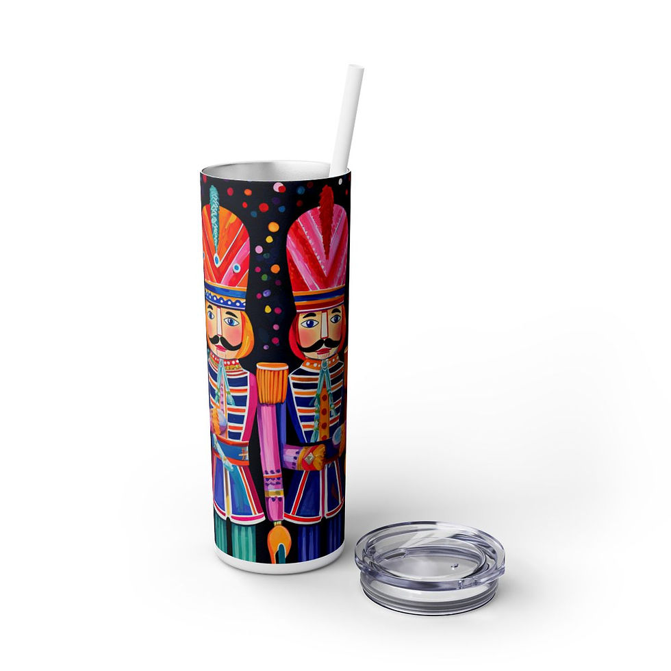 Christmas Skinny Tumbler with Straw, 20oz- Christmas Tumbler, Santa Tumbler