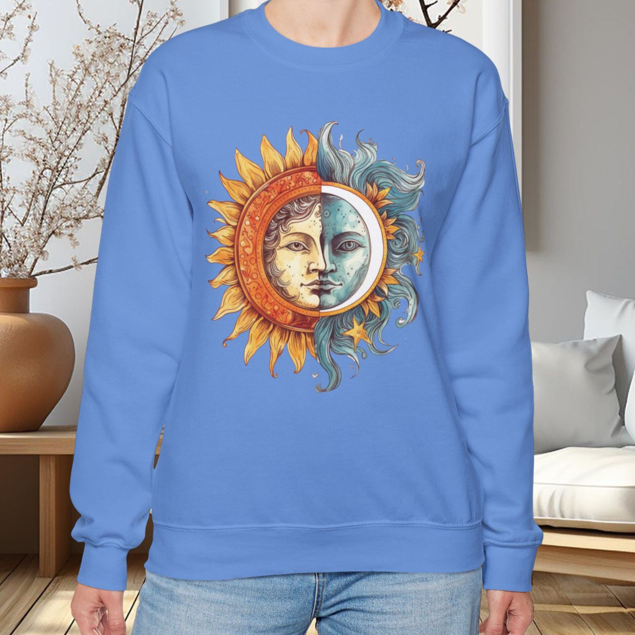 Celestial Moon and Sun Sweatshirt-Women's sweatshirt