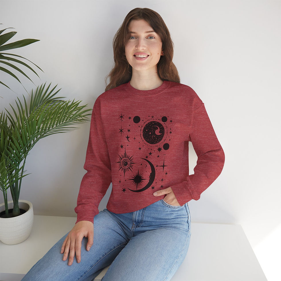 Thumbnail: Celestial Moon and Sun Sweatshirt-Moon Sun Stars, Sunshine