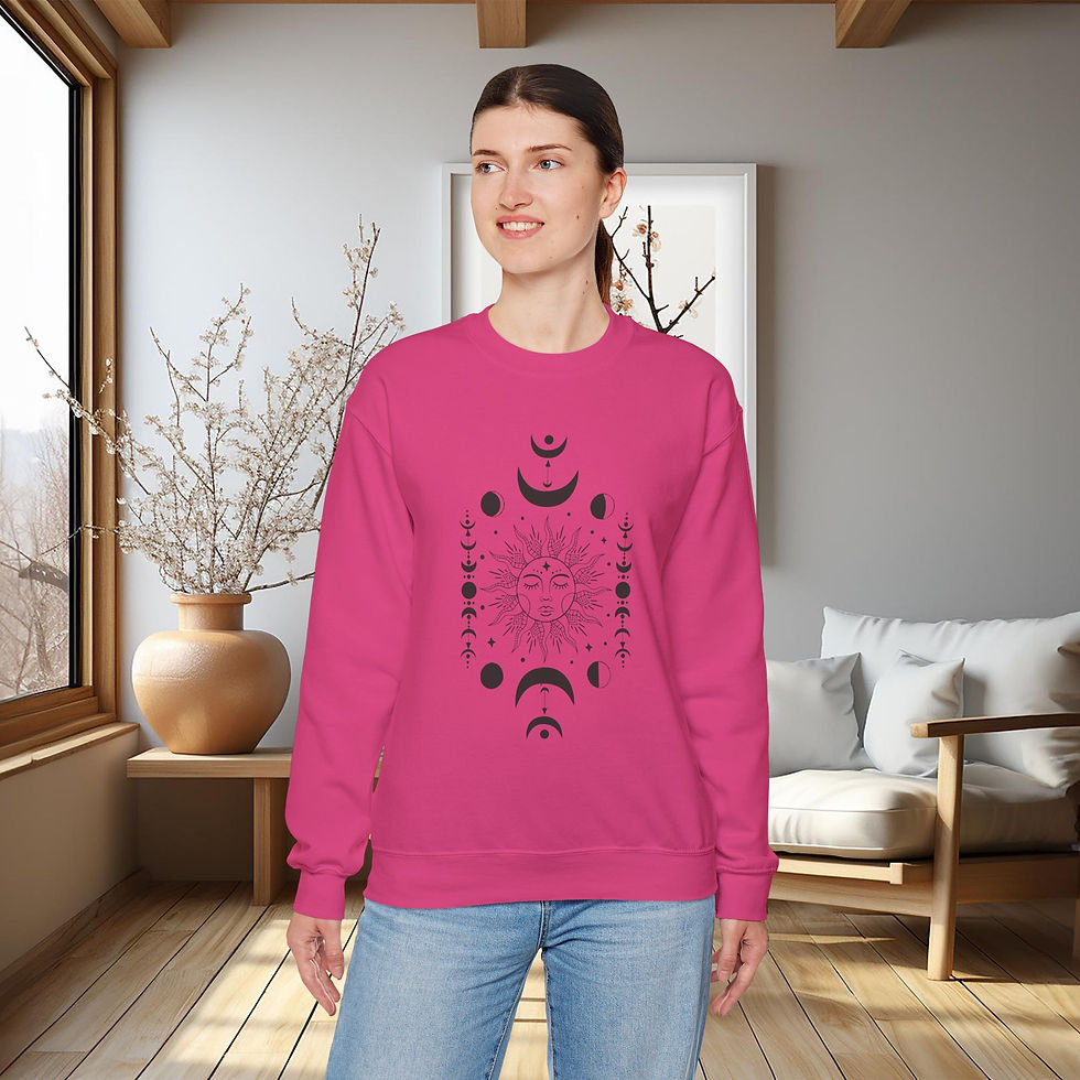 Thumbnail: Celestial Moon and Sun Sweatshirt-Moon Sun Stars, Sunshine