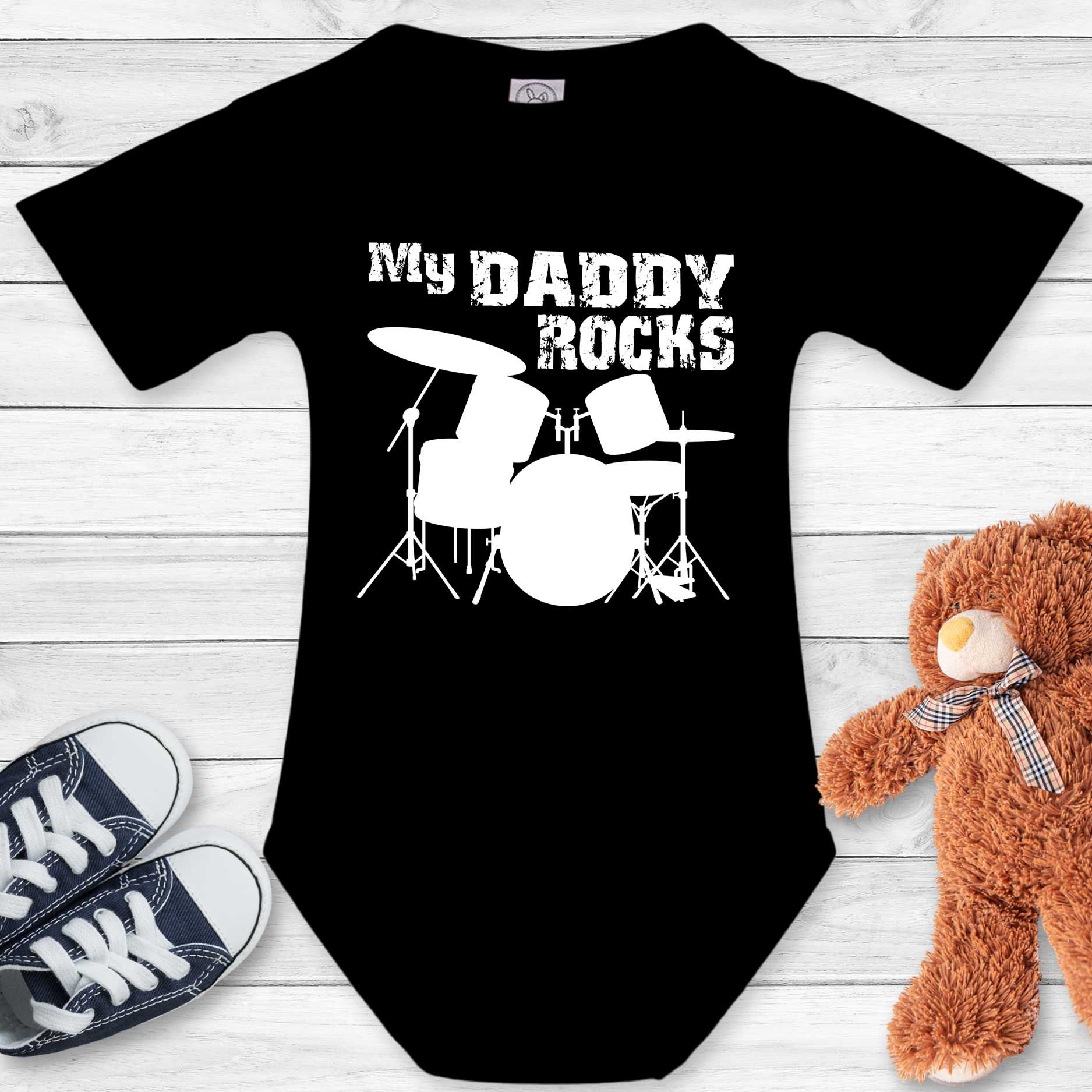 My Daddy Rocks Drums - My Daddy Rocks bodysuit, Daddy Rocks,Daddy Rocks bodysuit