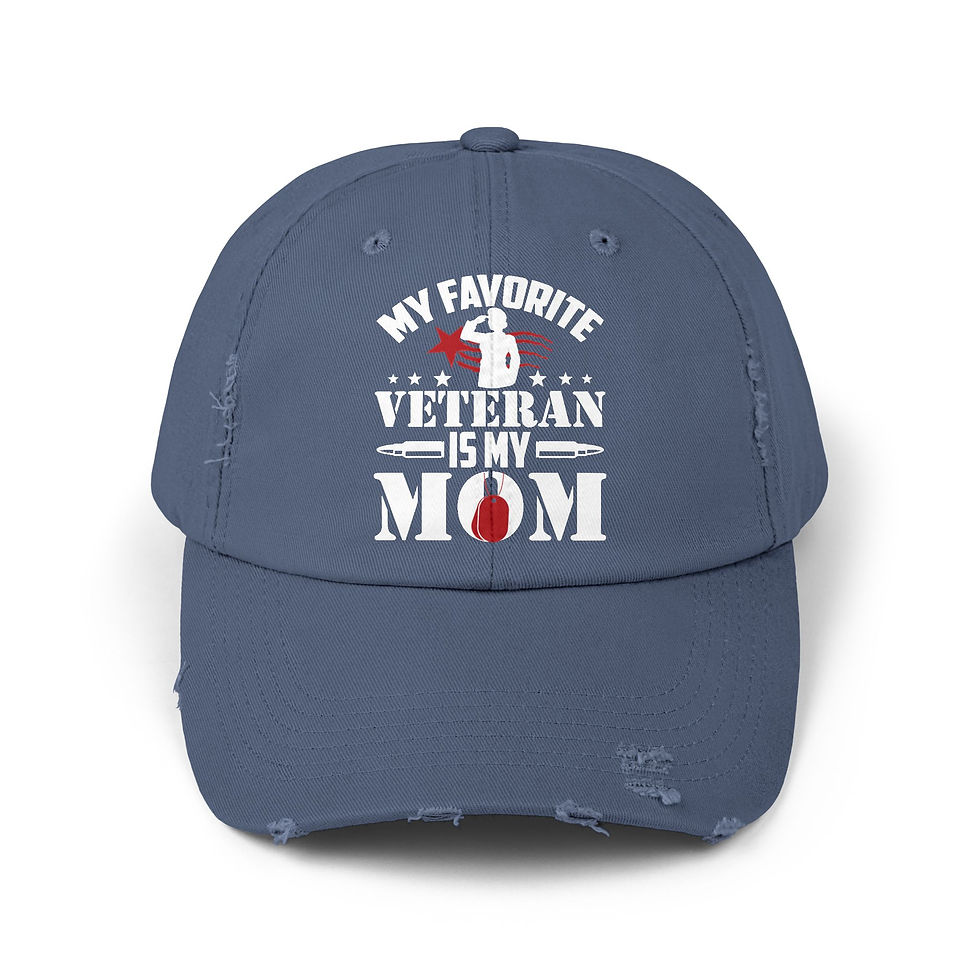 Thumbnail: Veteran Mom Unisex Distressed Hat-USA Flag, United States Veteran, America