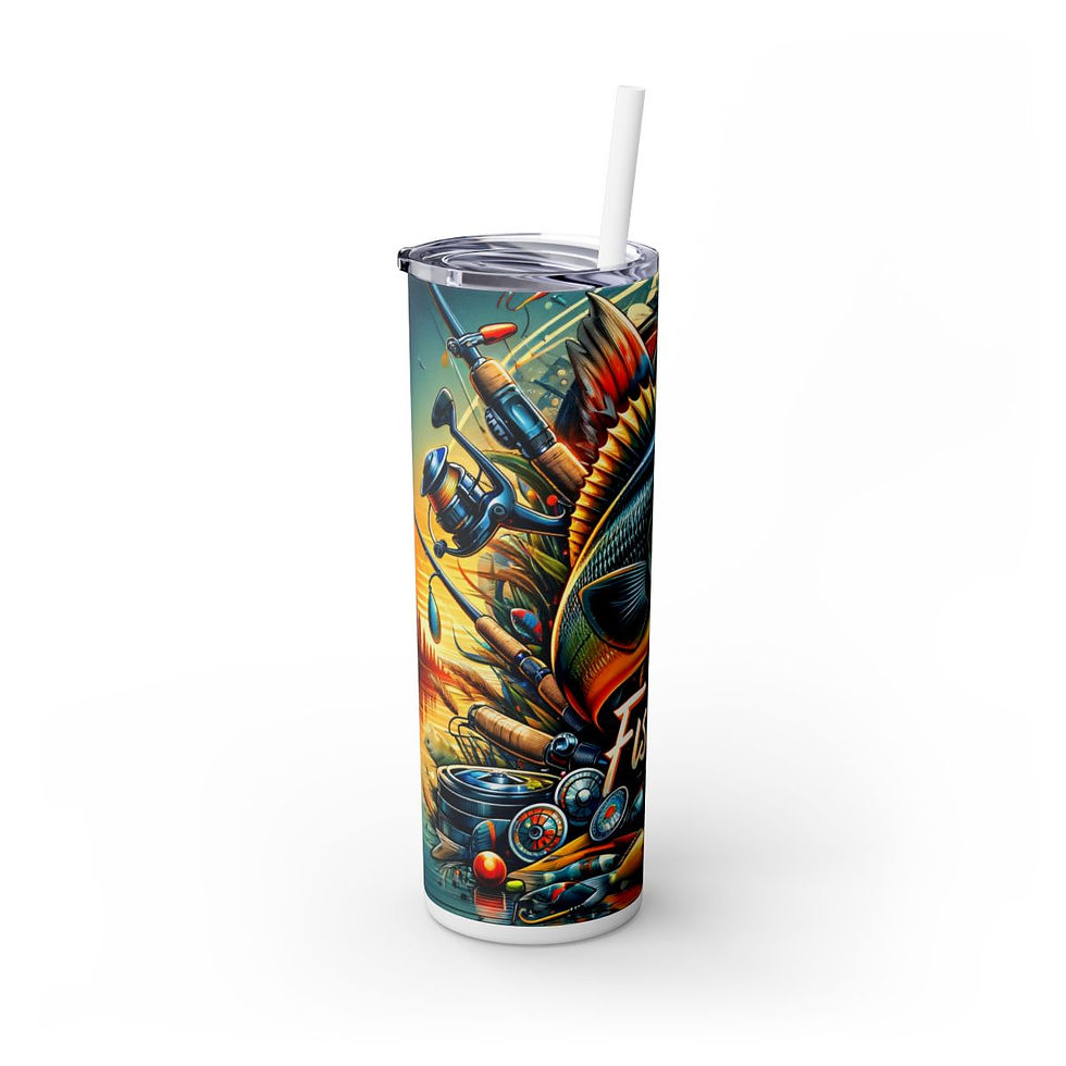 Thumbnail: Fishing 20oz.Tumbler with Straw-Fishing Tumbler, Fishing gift, Fisherman Tumbler