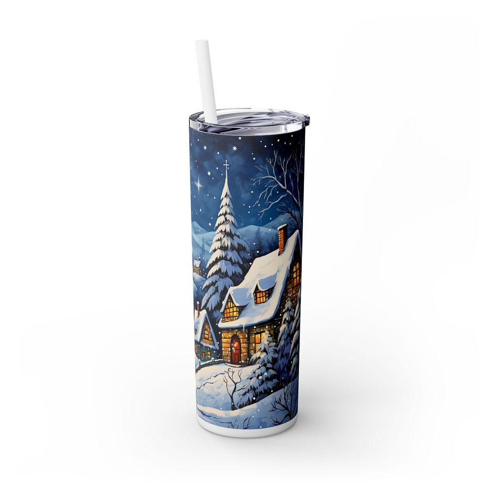 Thumbnail: Christmas Skinny Tumbler with Straw, 20oz- Christmas Tumbler, Santa Tumbler