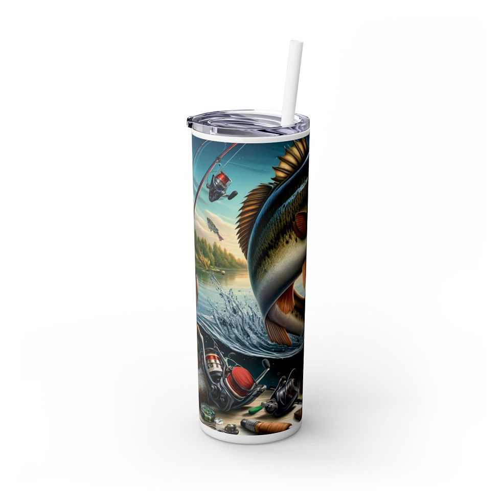 Thumbnail: Fishing 20oz.Tumbler with Straw-Fishing Tumbler, Fishing gift, Fisherman Tumbler