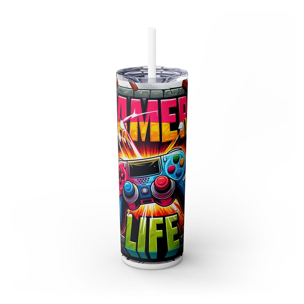 Thumbnail: Gamers Life 20oz.Tumbler with Straw-Gamer Tumbler,Gamer gift,Gamers life tumbler