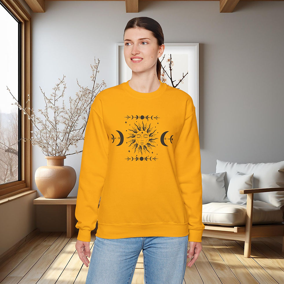 Thumbnail: Celestial Moon and Sun Sweatshirt-Moon Sun Stars, Sunshine