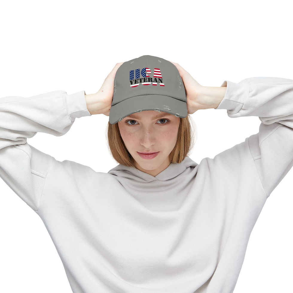 Thumbnail: Veteran Unisex Distressed Hat-USA Flag, United States Veteran, America