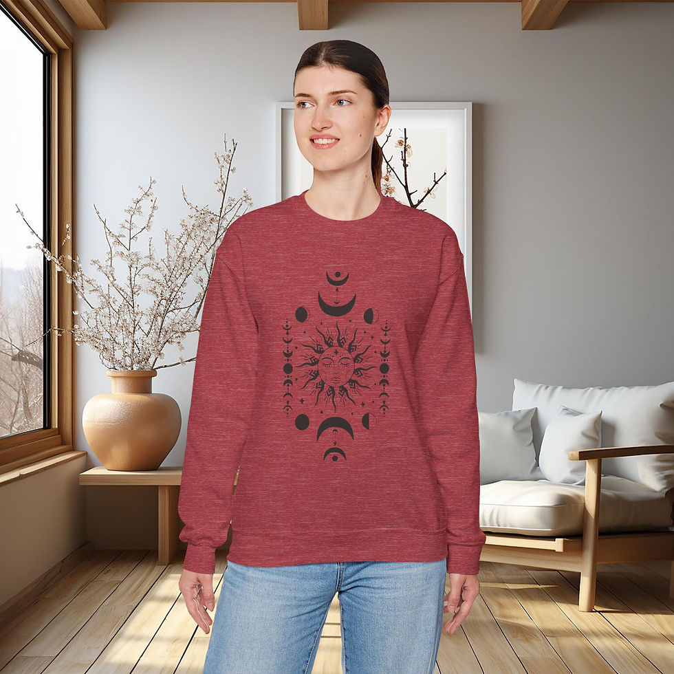Thumbnail: Celestial Moon and Sun Sweatshirt-Moon Sun Stars, Sunshine
