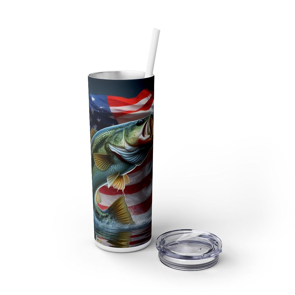Thumbnail: Patriotic Skinny 20ozTumbler with Straw -Patriotic Tumbler, USA Tumbler, America
