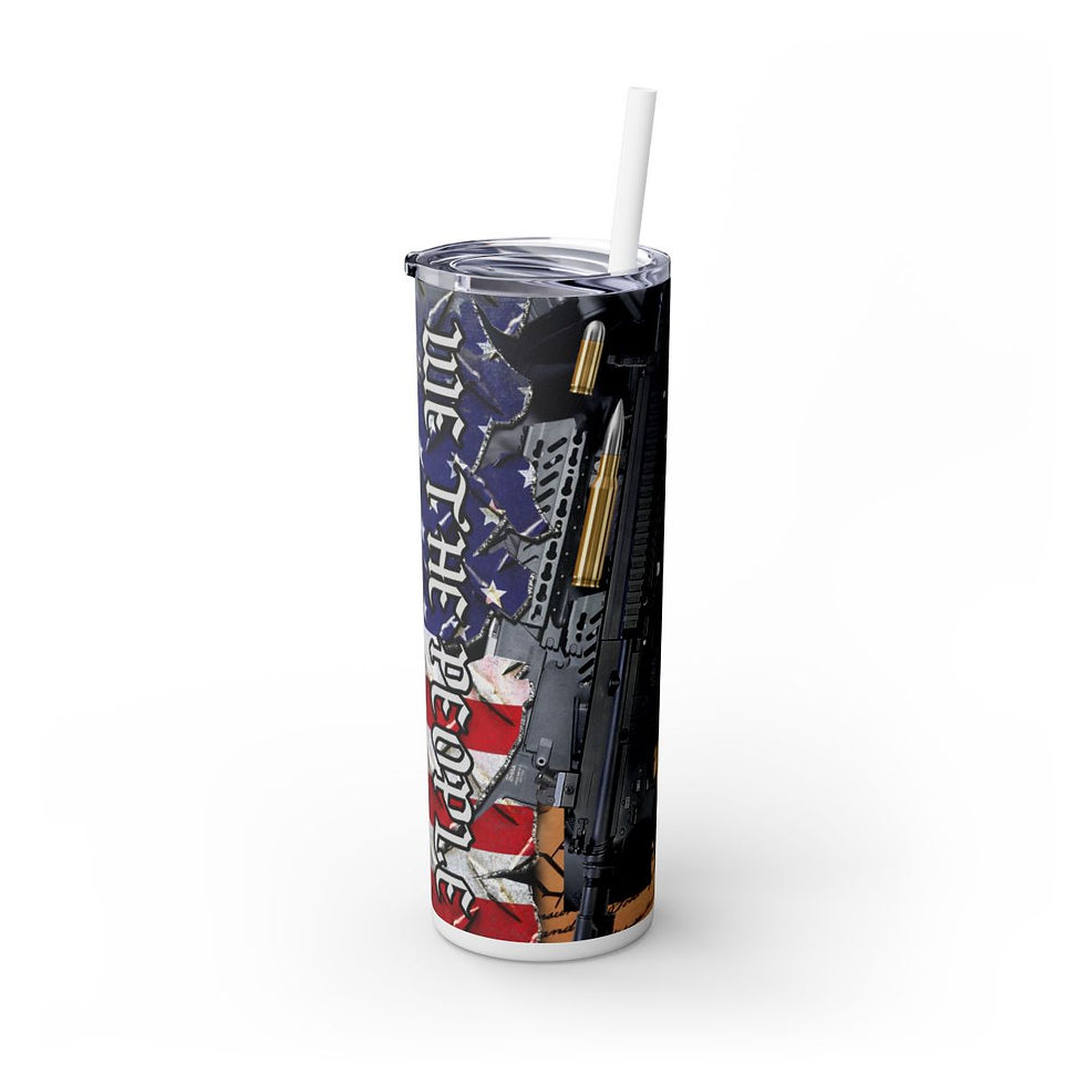 Thumbnail: Patriotic Skinny 20ozTumbler with Straw -Patriotic Tumbler, USA Tumbler, America