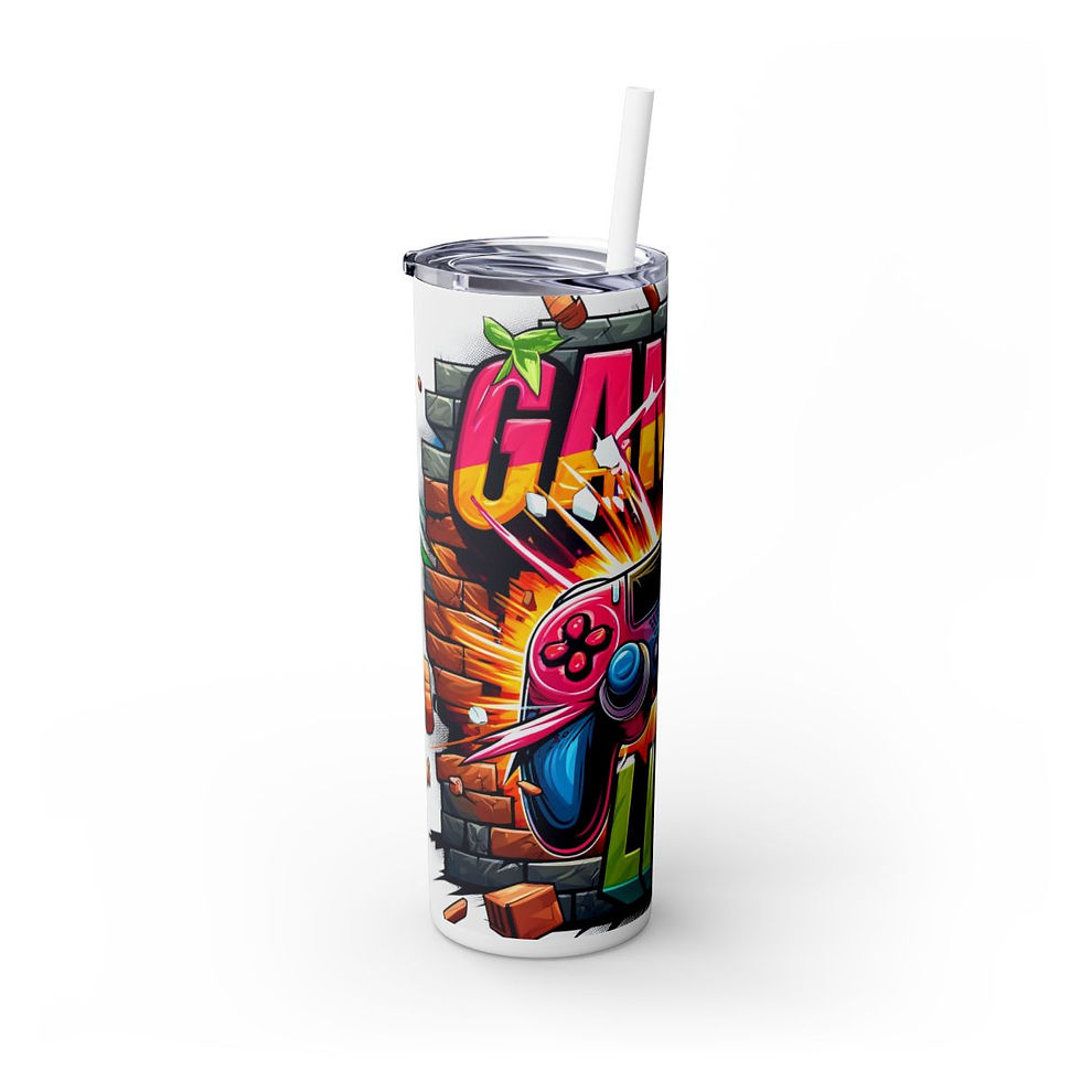 Thumbnail: Gamers Life 20oz.Tumbler with Straw-Gamer Tumbler,Gamer gift,Gamers life tumbler