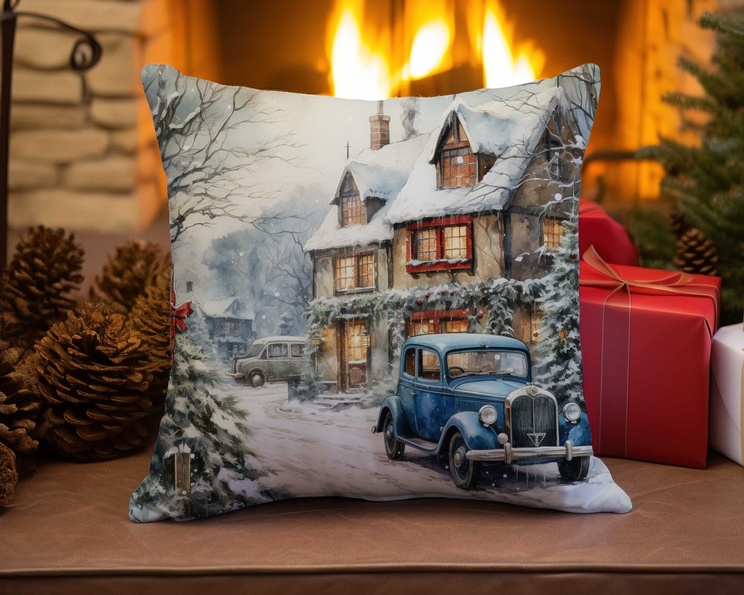 Christmas Square Pillow-Christmas Decorative Pillow, Christmas Couch Pillow