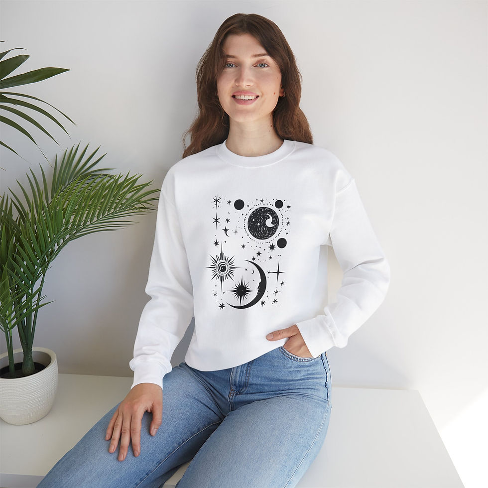 Thumbnail: Celestial Moon and Sun Sweatshirt-Moon Sun Stars, Sunshine