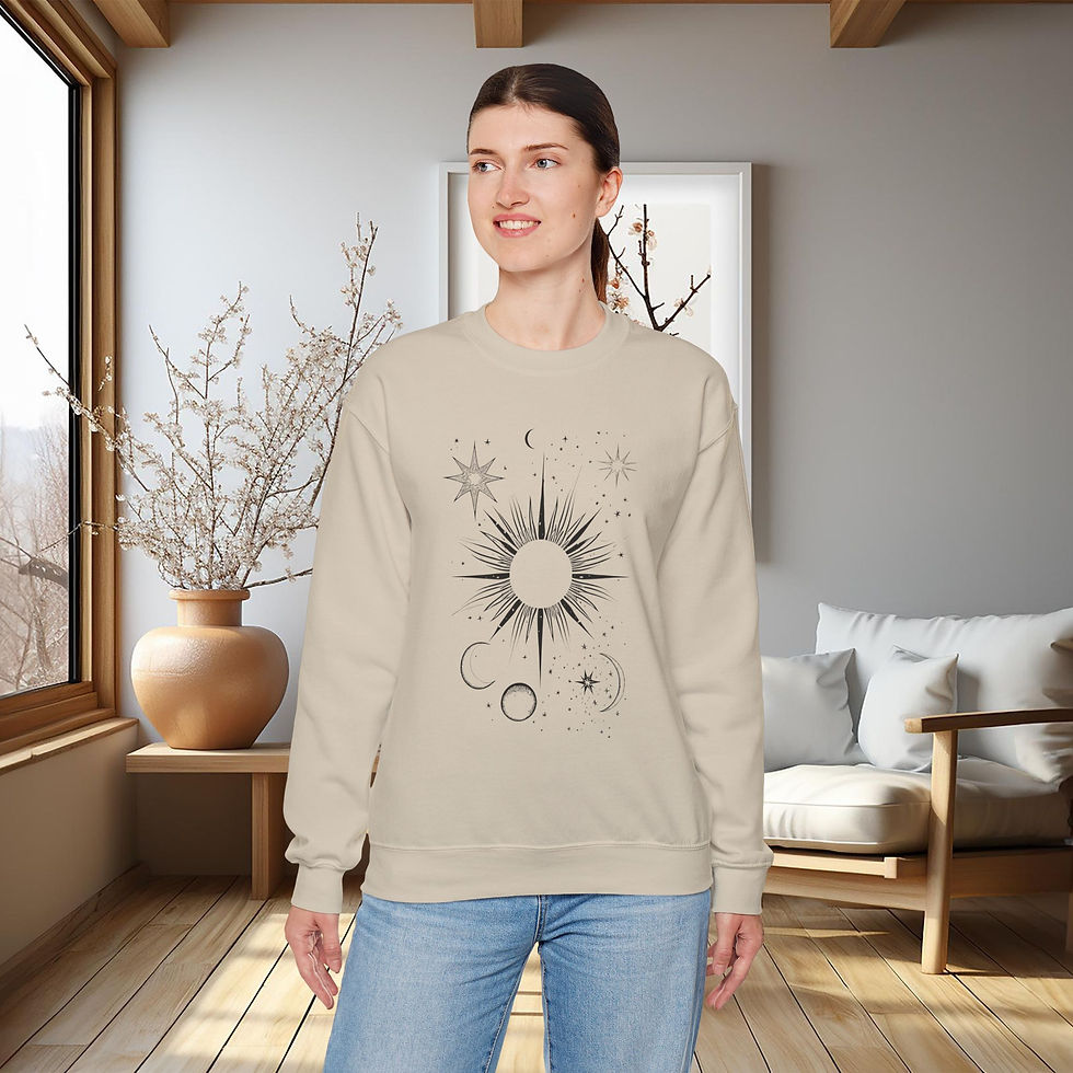 Thumbnail: Celestial Moon and Sun Sweatshirt-Moon Sun Stars
