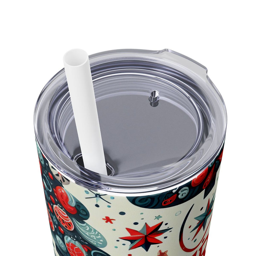 Thumbnail: Christmas Skinny Tumbler with Straw, 20oz- Christmas Tumbler, Santa Tumbler