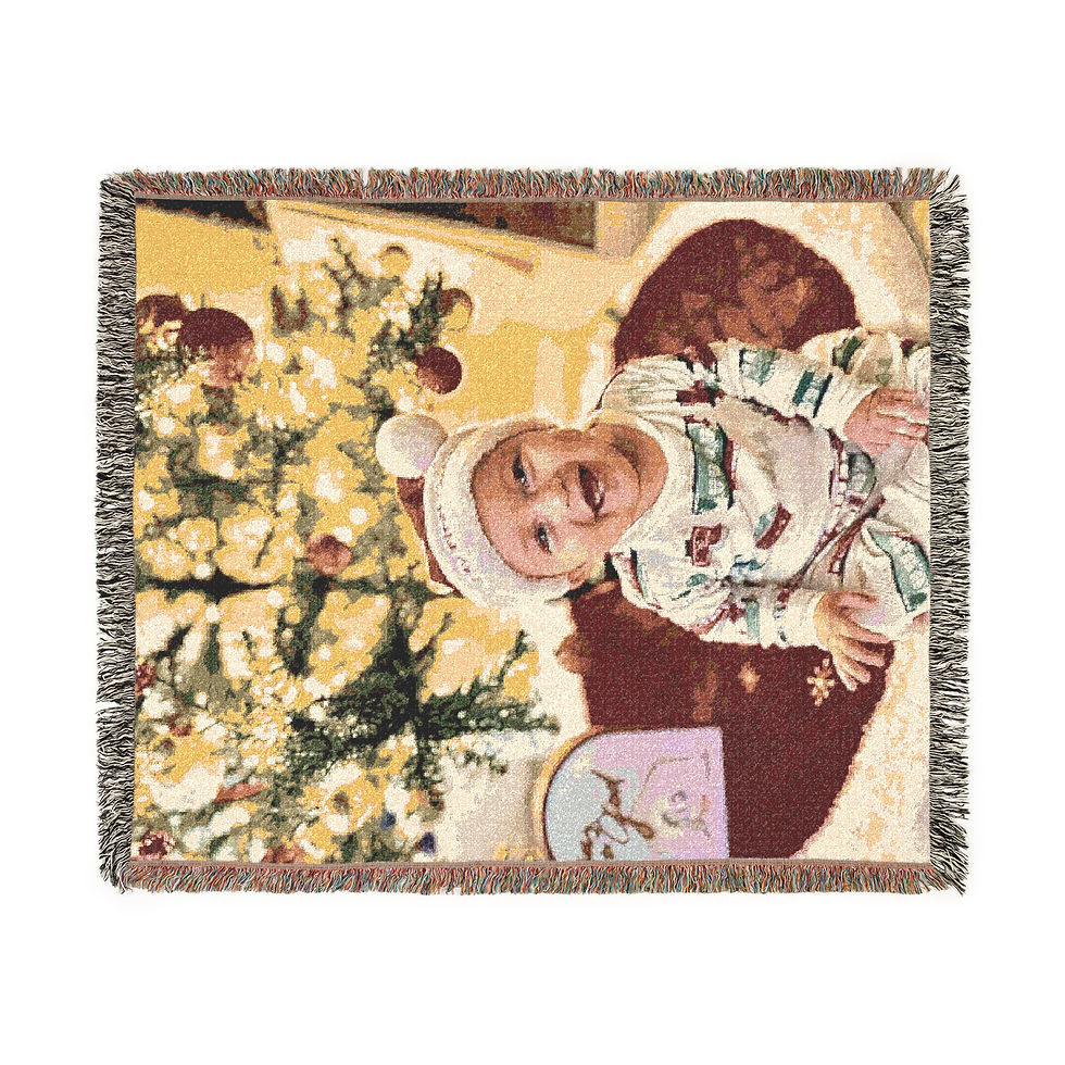 Thumbnail: Personalized Photo Woven Blanket – Custom Family Portrait Throw