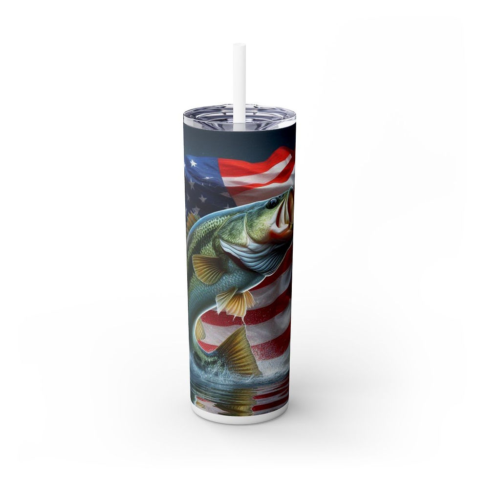 Thumbnail: Patriotic Skinny 20ozTumbler with Straw -Patriotic Tumbler, USA Tumbler, America