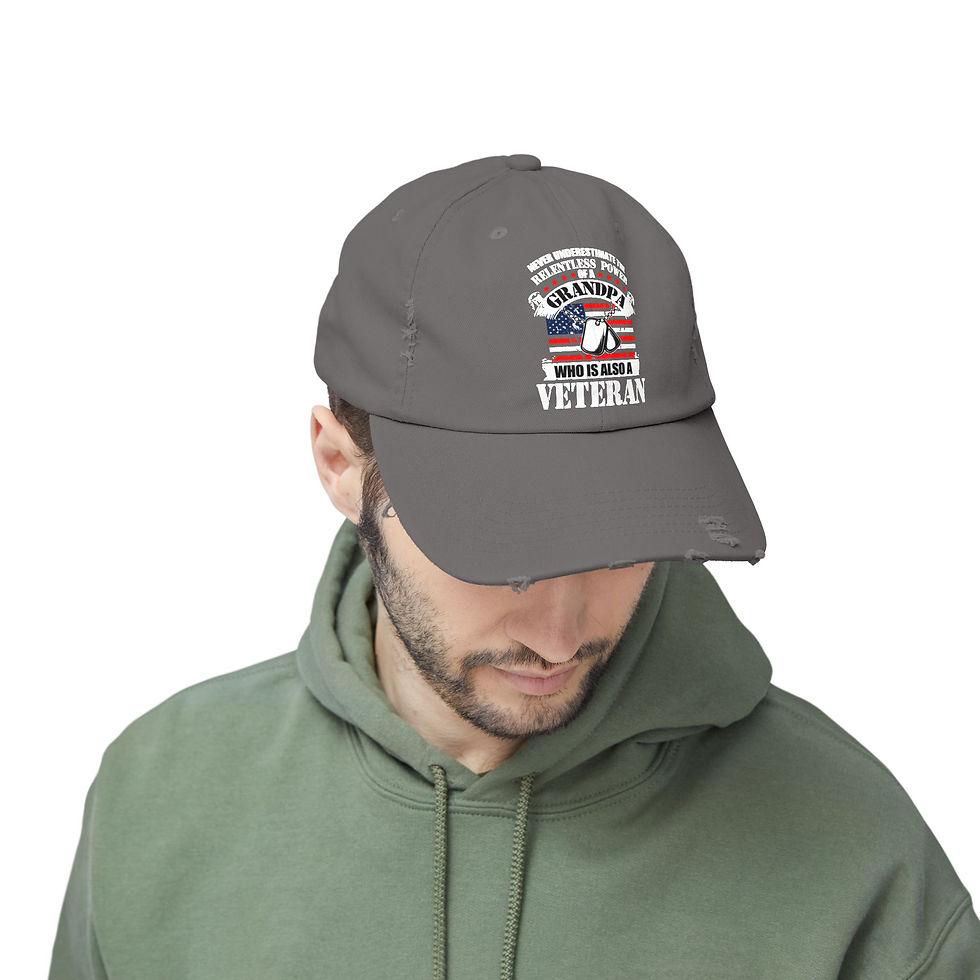 Thumbnail: Veteran Grandpa Unisex Distressed Hat-USA Flag, United States Veteran, America