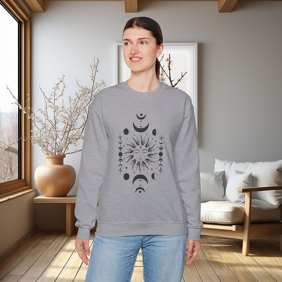 Thumbnail: Celestial Moon and Sun Sweatshirt-Moon Sun Stars, Sunshine