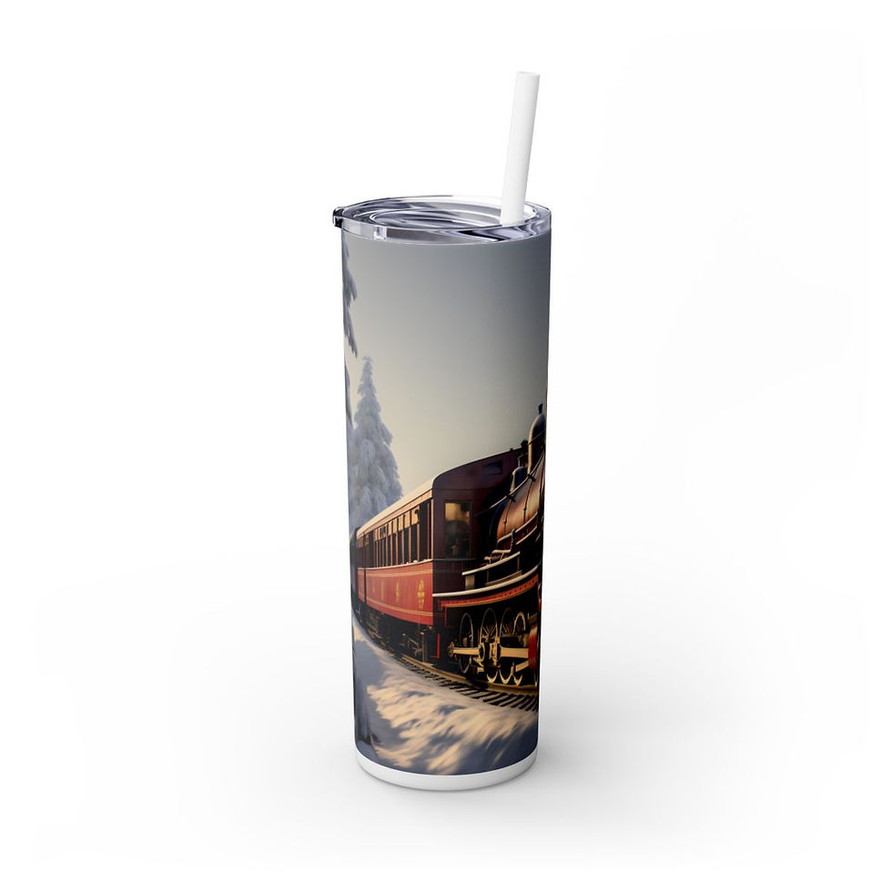 Thumbnail: Christmas Skinny Tumbler with Straw, 20oz- Christmas Tumbler, Santa Tumbler