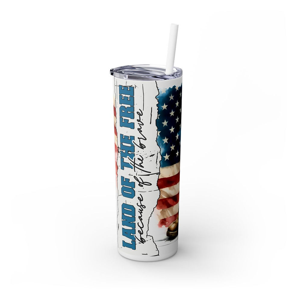 Thumbnail: Patriotic Skinny 20ozTumbler with Straw -Patriotic Tumbler, USA Tumbler, America