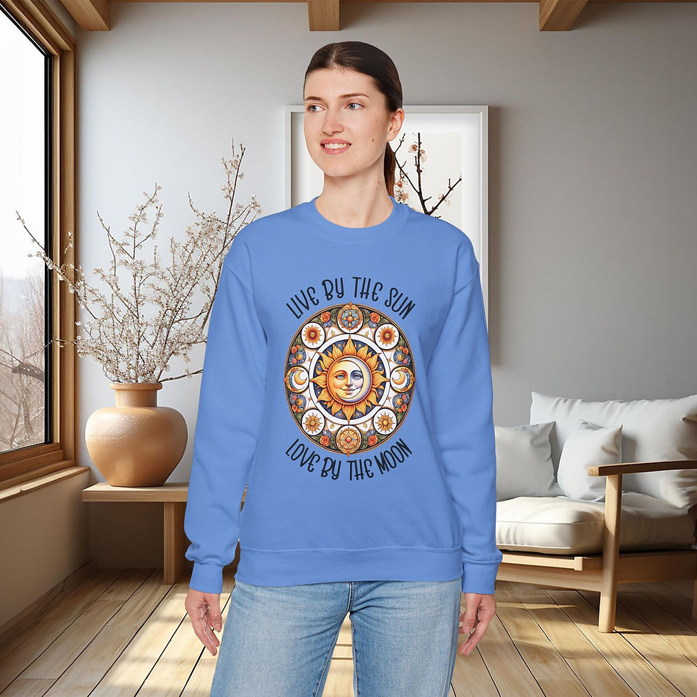 Thumbnail: Celestial Moon and Sun Sweatshirt-Live by the sun, Live by the moon