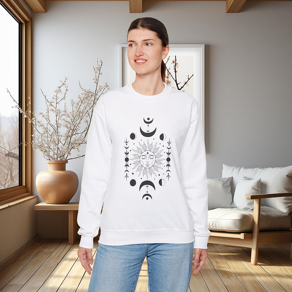 Thumbnail: Celestial Moon and Sun Sweatshirt-Moon Sun Stars, Sunshine