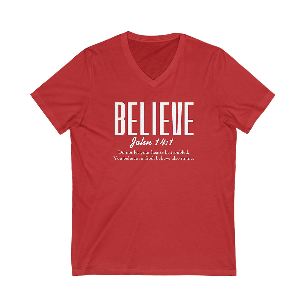 Thumbnail: Believe V-Neck- Spiritual Apparel,Christian Shirt, Inspirational Shirt