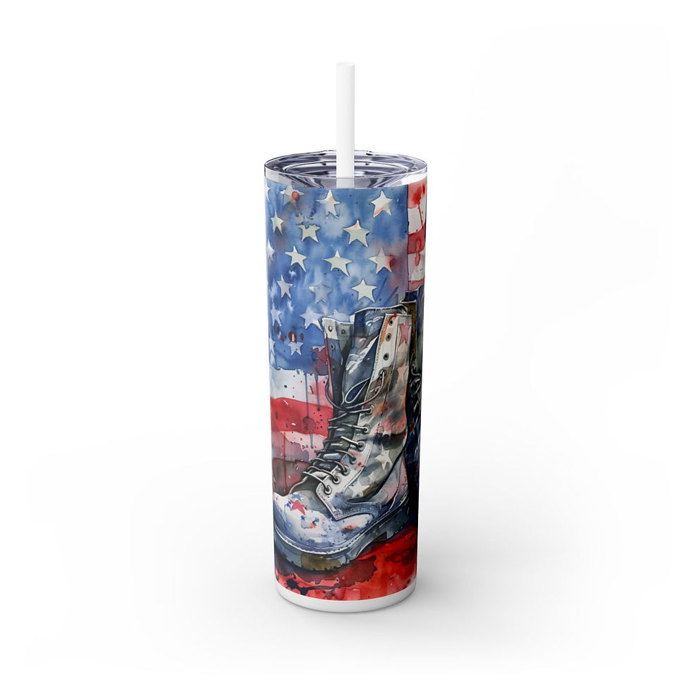 Patriotic Skinny 20ozTumbler with Straw -Patriotic Tumbler, USA Tumbler, America