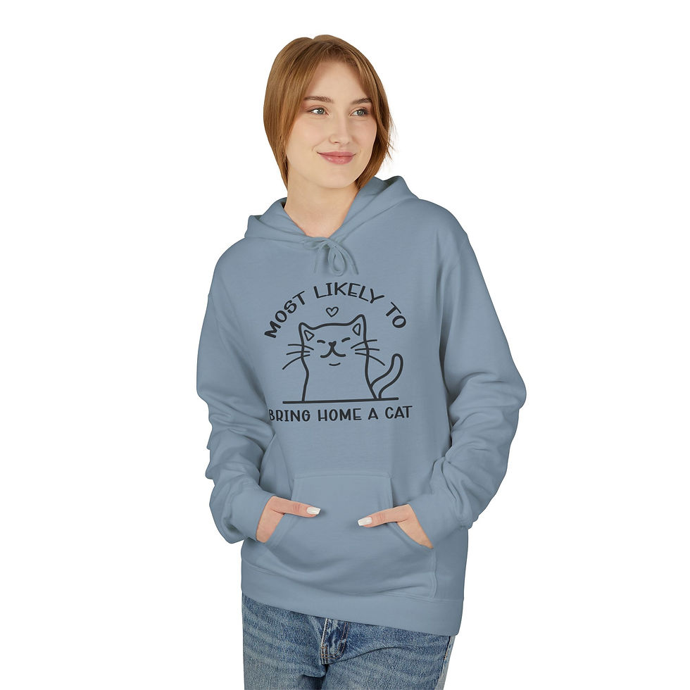 Thumbnail: Cat Unisex Midweight Softstyle Fleece Hoodie-Most likely to bring home a cat