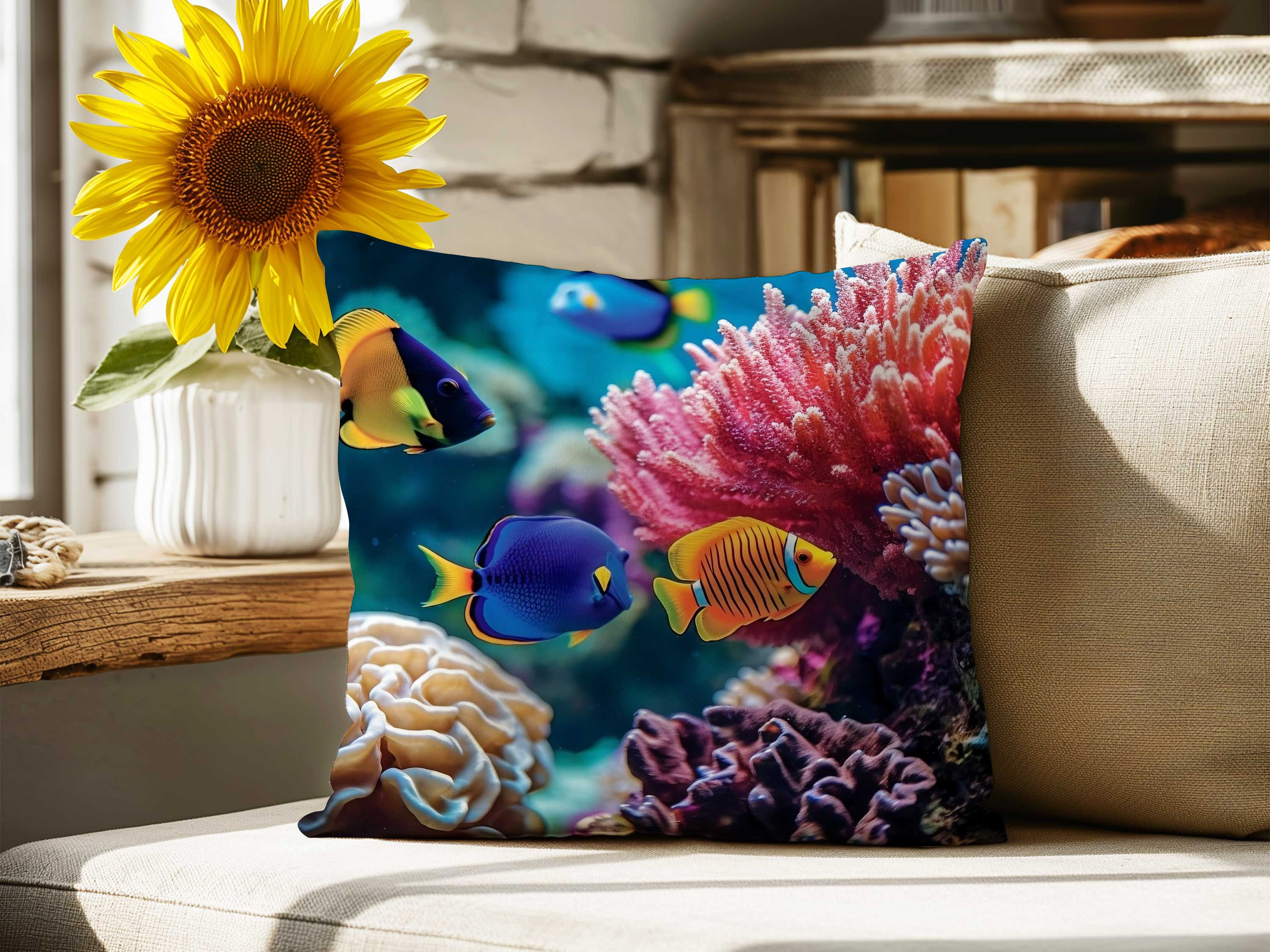 Tropical Fish Pillow-Decorative Pillow, Fish Couch Pillow, Fish Pillow, Meadow