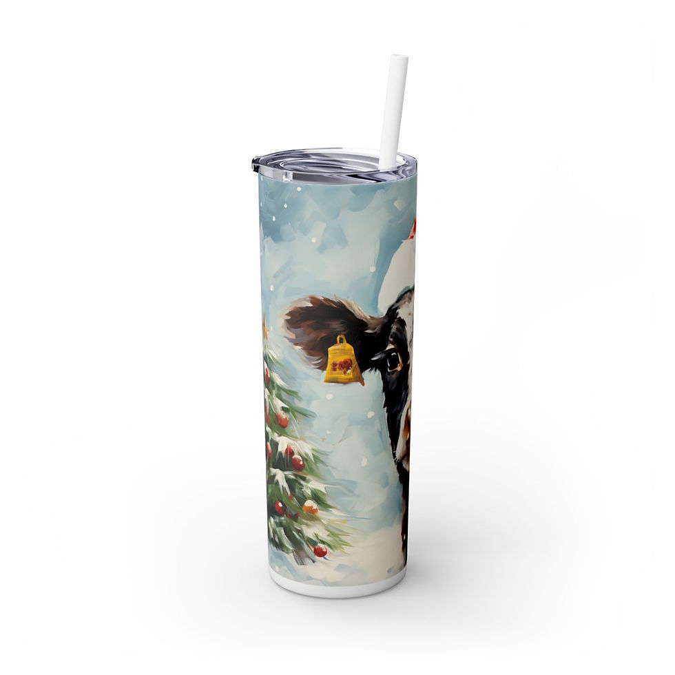 Thumbnail: Christmas Skinny Tumbler with Straw, 20oz- Christmas Tumbler, Santa Tumbler