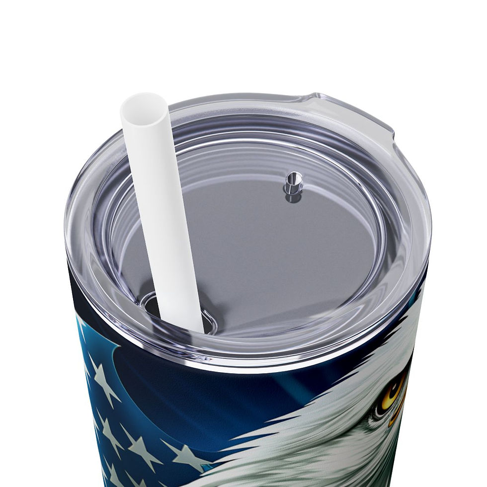 Thumbnail: Patriotic Skinny 20ozTumbler with Straw -Patriotic Tumbler, USA Tumbler, America