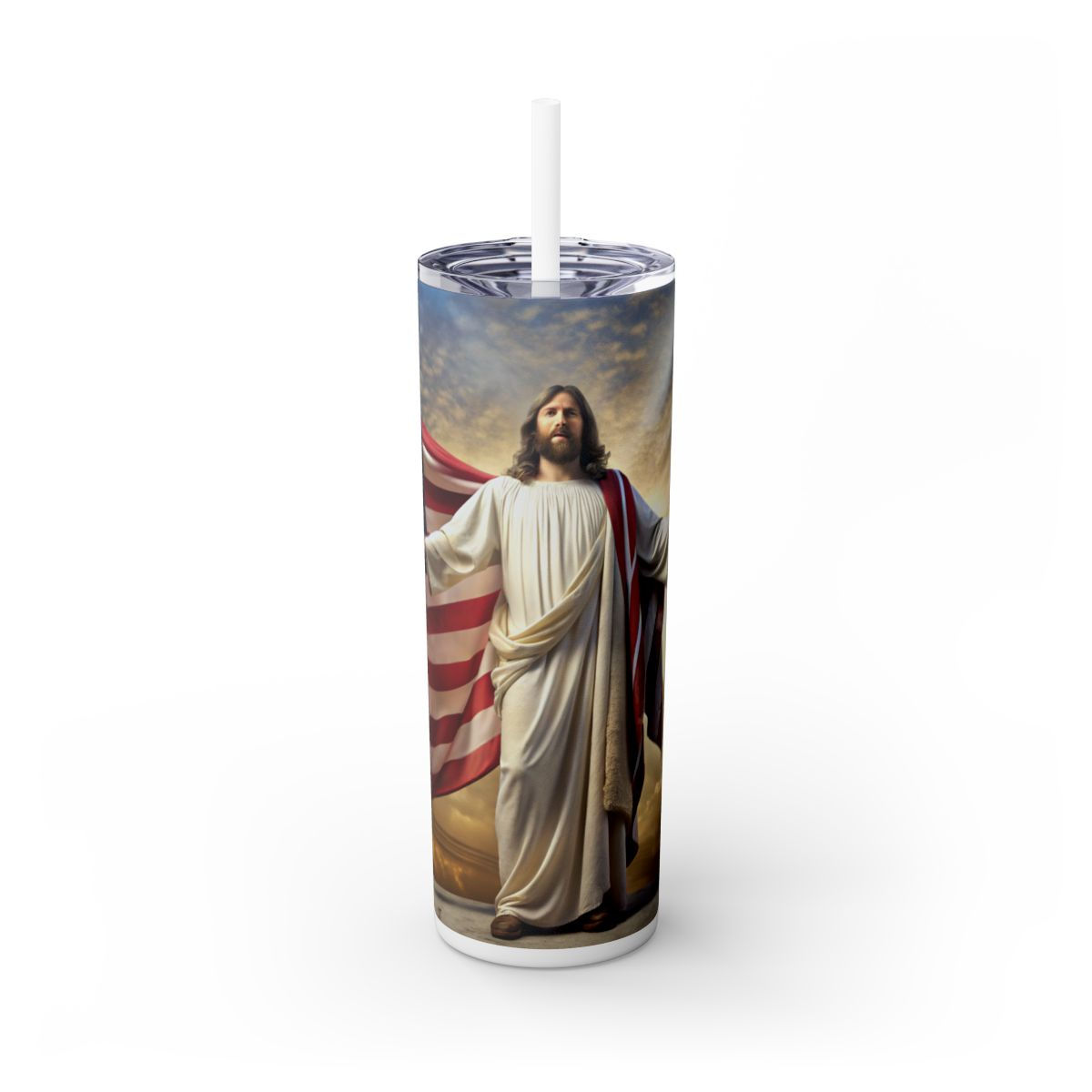 Patriotic Skinny 20ozTumbler with Straw -Patriotic Tumbler, In God We Trust