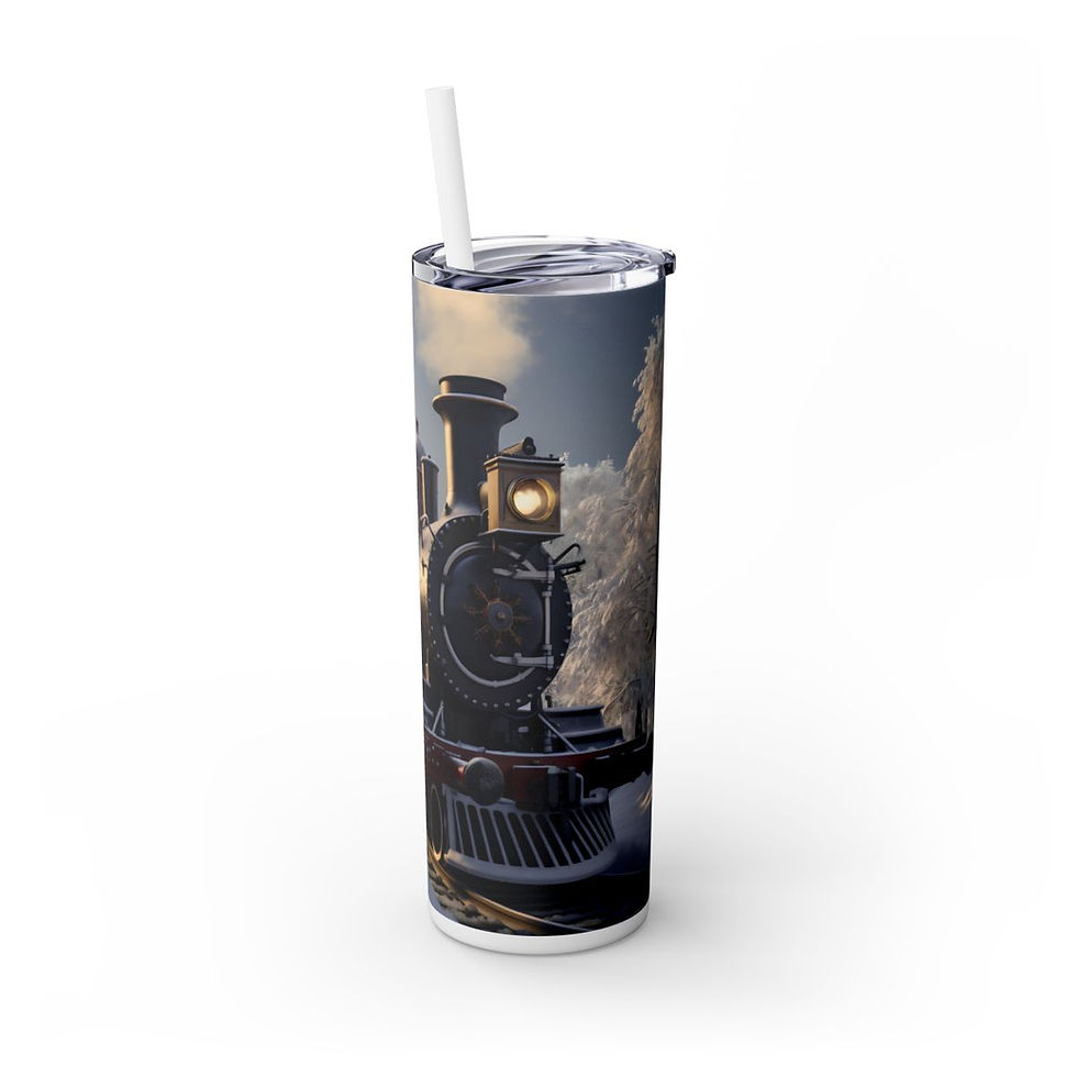 Thumbnail: Christmas Skinny Tumbler with Straw, 20oz- Christmas Tumbler, Santa Tumbler